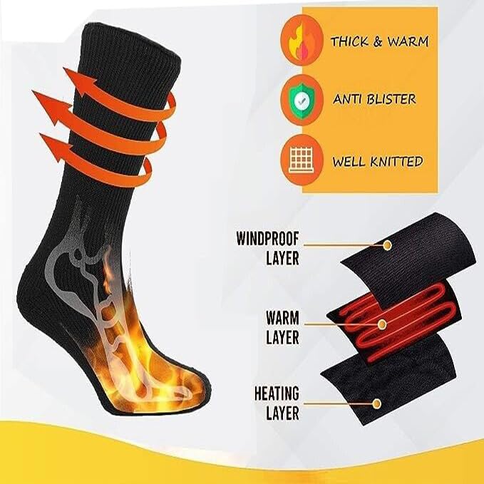 3 Pairs of Men's Thermal Winter Socks - Warm Wool Blend for Cold Weather, Hiking & Outdoor Activities