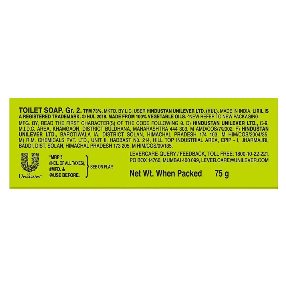 Liril Lemon & Tea Tree Oil Soap Bar - 75g Each (Pack of 5) | Refreshing Bath & Shower Soap for Glowing Skin | Perfect for Daily Use, Travel & Gym