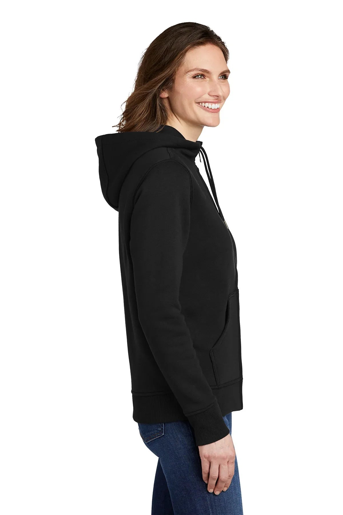 Carhartt Women's Clarksburg Full Zip Hoodie - Black | Warm Fleece Lined Jacket for Outdoor Work & Casual Wear | Durable & Comfortable Winter Hooded Sweatshirt