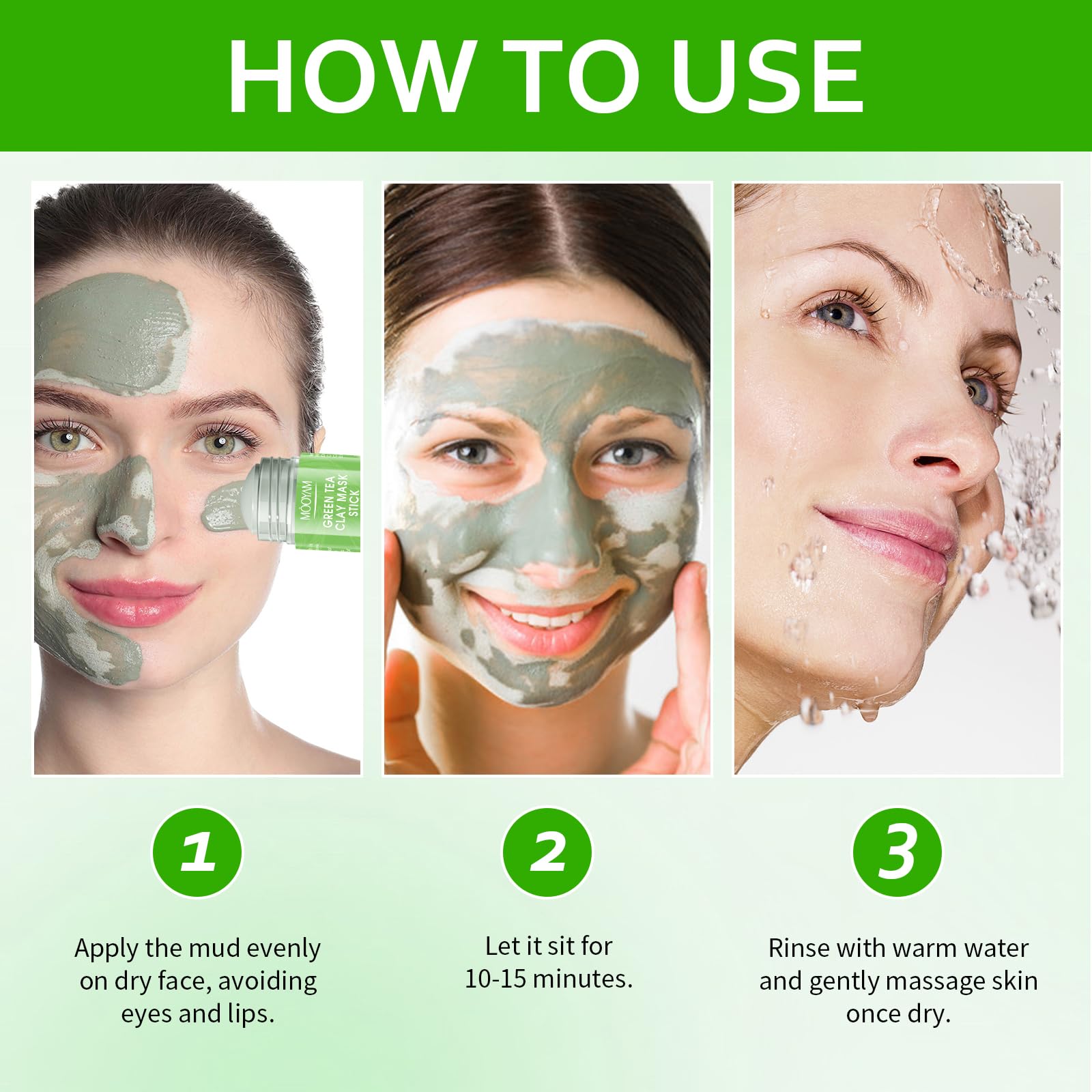Green Tea Clay Mask Stick for Face - Blackhead Remover with Green Tea Extract | Deep Cleansing Pore Treatment for Oily & Acne-Prone Skin | Oil Control & Moisturizing Facial Mask for Women & Men | Perfect for Daily Skincare Routine & Spa Night