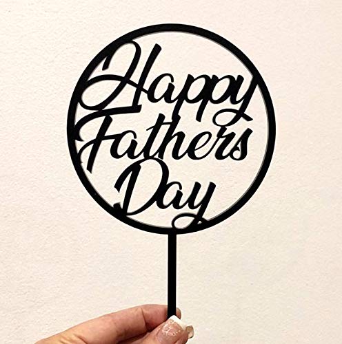 6 Pack Happy Father's Day Cake Toppers - Acrylic Mirror Round Cake Decorations for Birthday Party, Anniversary, Father's Day Celebration (Black) - Perfect for Cakes, Cupcakes, Desserts and Party Decor