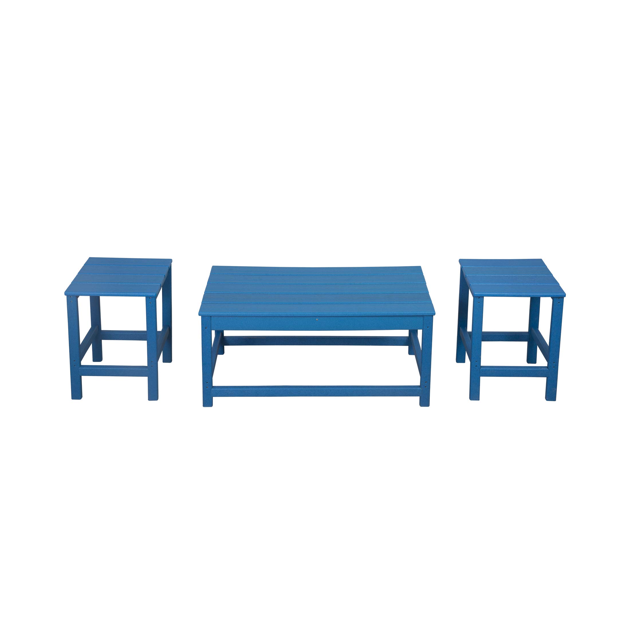 HDPE Outdoor Coffee Table Set for Patio & Garden - Pacific Blue