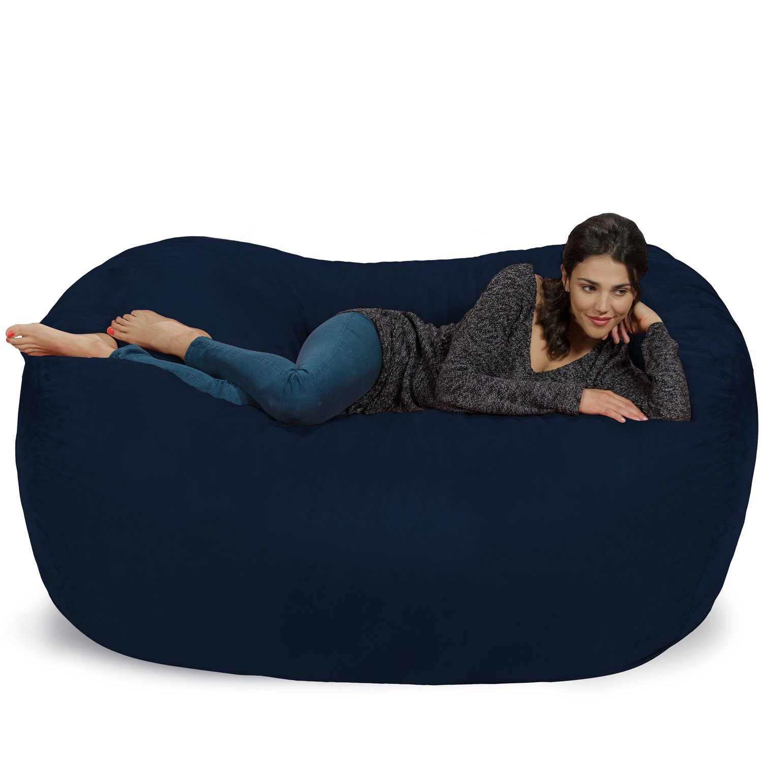 Chill Sack 6-Foot Memory Foam Bean Bag Chair - Oversized Lounger with Soft Microfiber Cover (Navy Blue) - Perfect for Gaming, Movie Nights & Dorm Room Relaxation