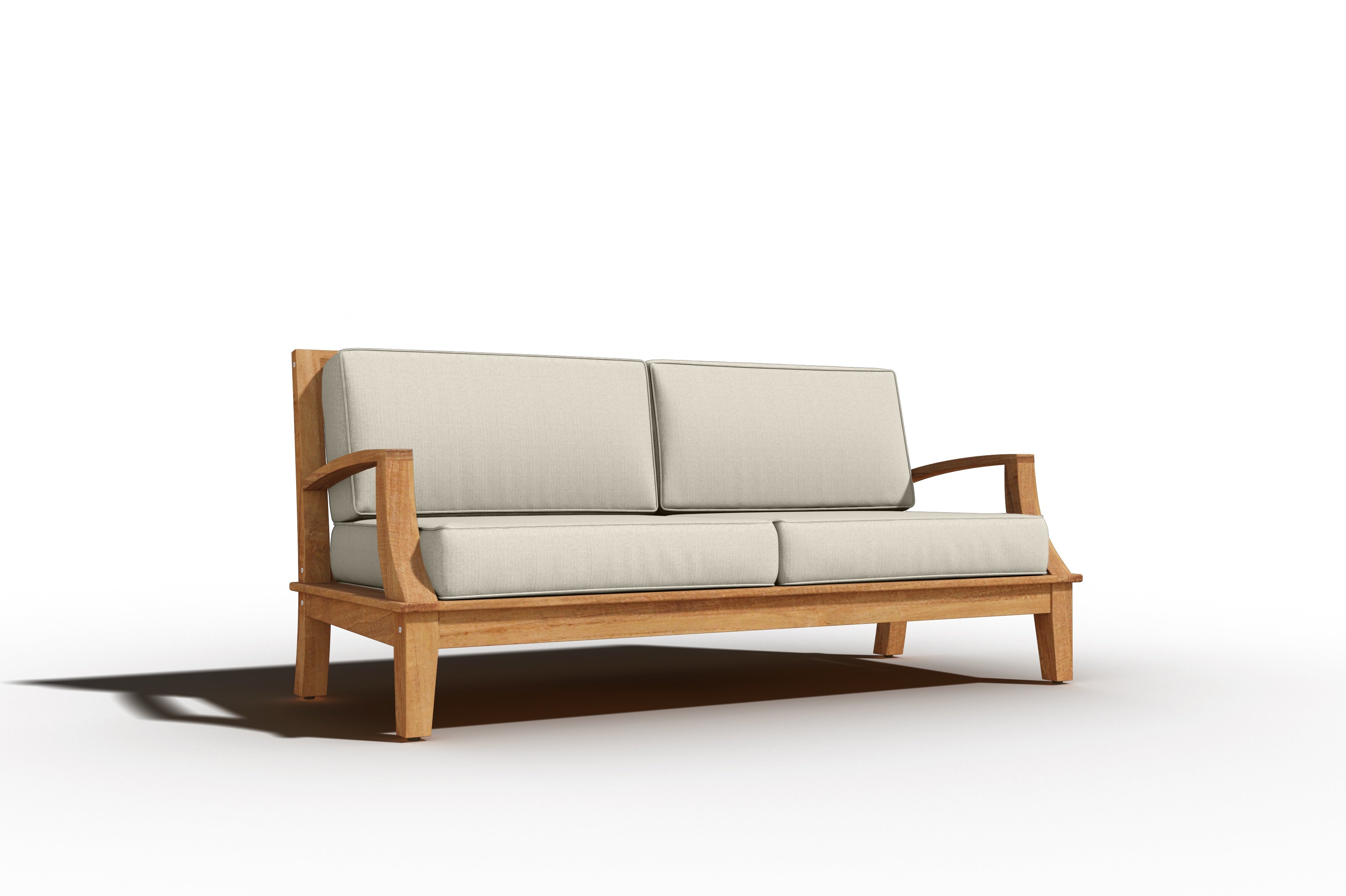 Eliane 3-Person Teak Outdoor Sofa with Sunbrella Canvas Cushion - Waterproof & Durable Patio Furniture for Garden, Poolside, and Backyard Relaxation