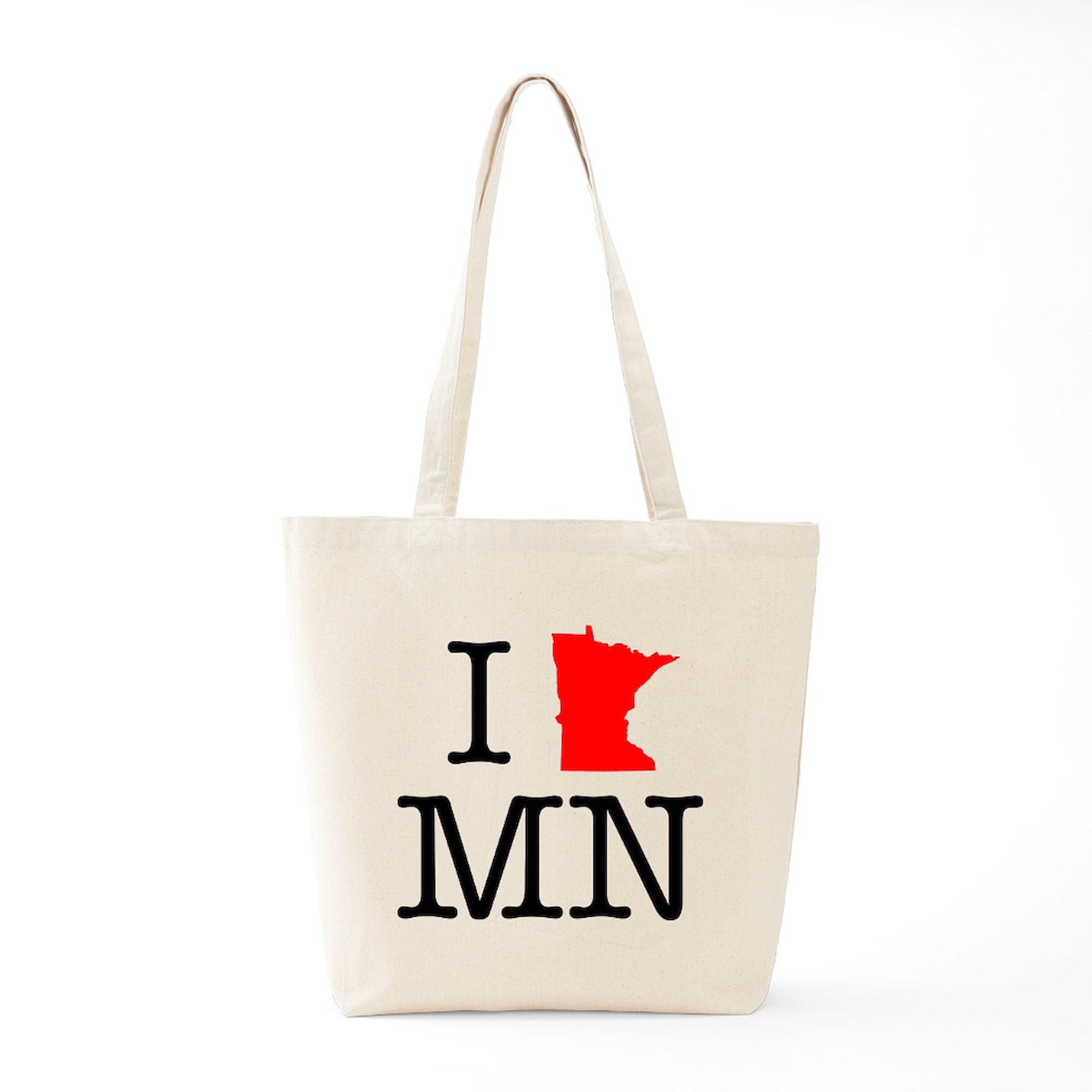 I Love MN Minnesota Tote Bag - Natural Canvas Reusable Shopping Bag for Groceries, Beach & Everyday Use