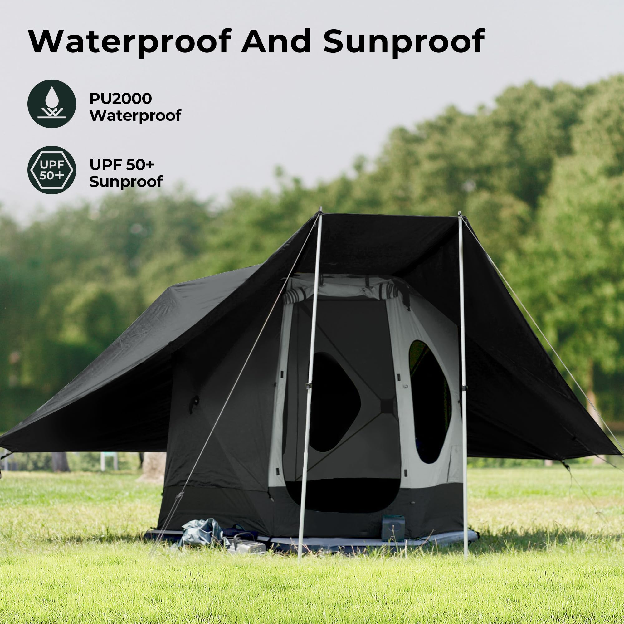 ACACIA Canopy 2-3 Person Camping Tent - Waterproof PU2000 4-Season Outdoor Shelter with UPF50+ Sun Protection, Includes 2 Telescopic Poles & Carry Bag (Moonstone Color) - Perfect for Backpacking, Hiking, Beach Trips and Outdoor Adventures