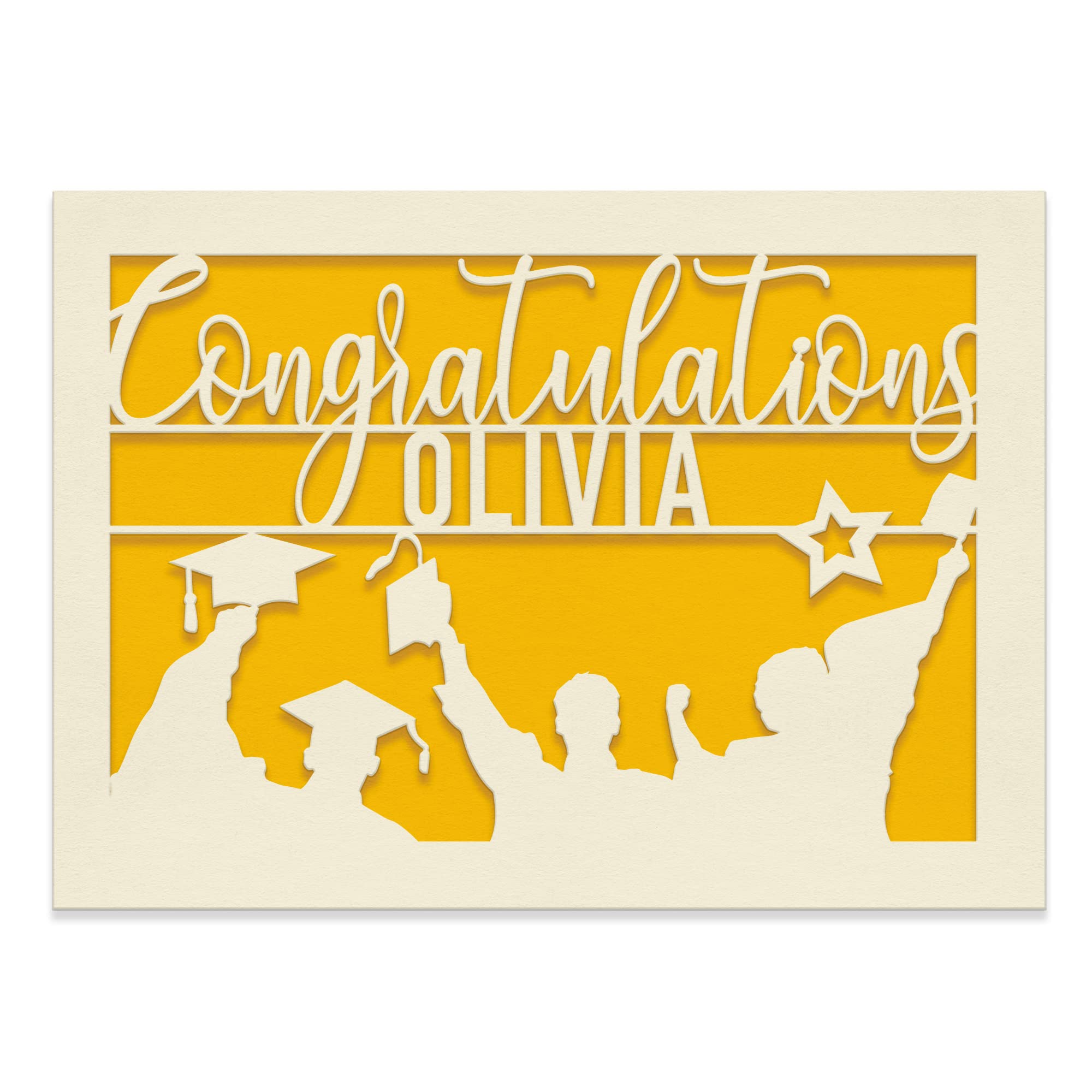 Personalized Graduation Cards for Graduates - Class of 2025 Custom Laser Cut Greeting Cards with Envelope for Him, Her, Daughter, Son & Friends (Gold) | Perfect for High School, College Commencement & Graduation Gifts