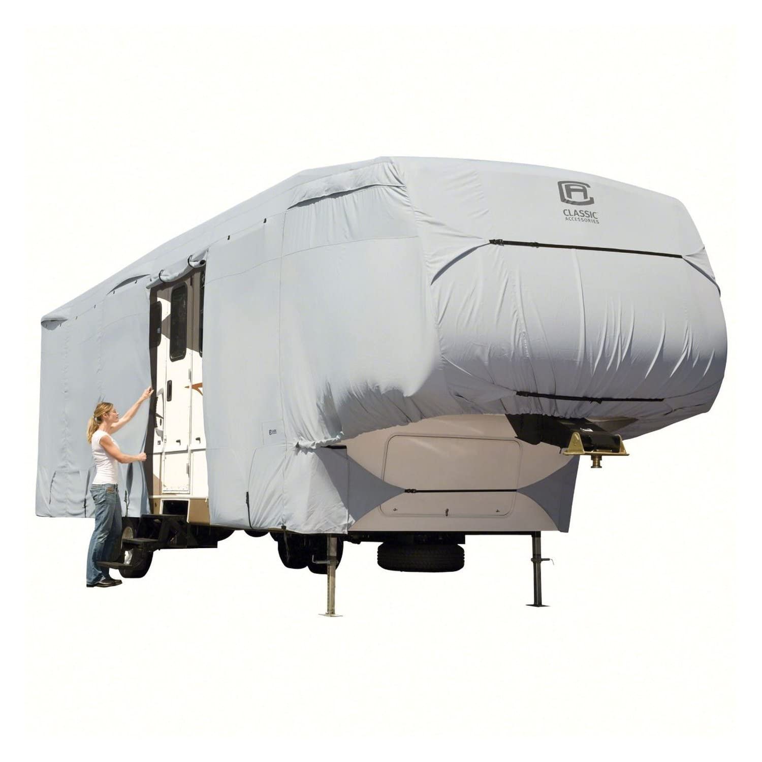 Classic Accessories Over Drive PermaPRO Extra Tall 5th Wheel Trailer Cover for 37'-41' RVs - Waterproof RV Camper Travel Trailer Cover with UV Protection | Perfect for Outdoor Storage & Winter Protection