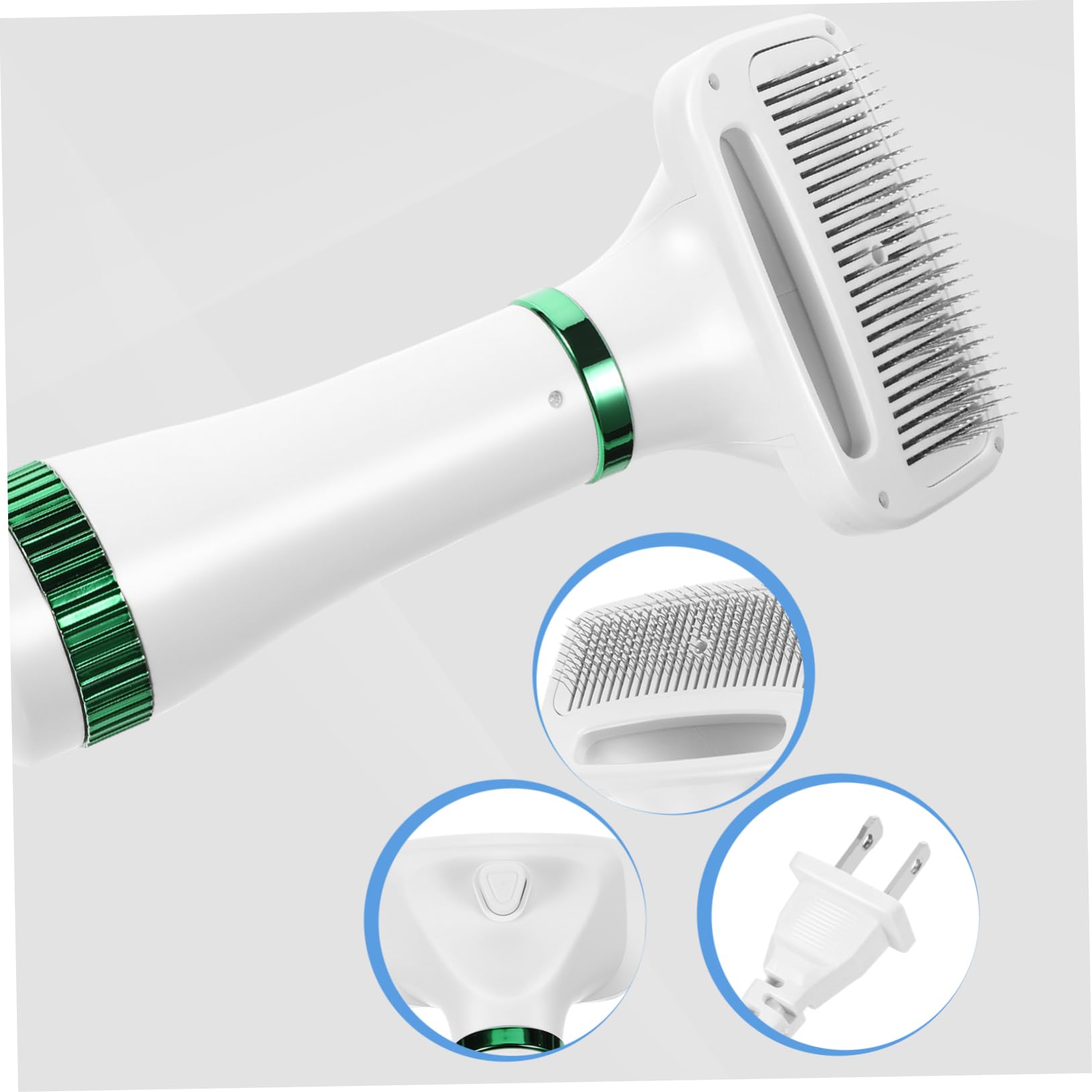 2-in-1 Pet Hair Comb & Blow Dryer - Dog Grooming Brush with Air Flow - White Plastic Dog Comb for Quick Drying & Detangling - Perfect for Home Pet Grooming & Professional Salon Use