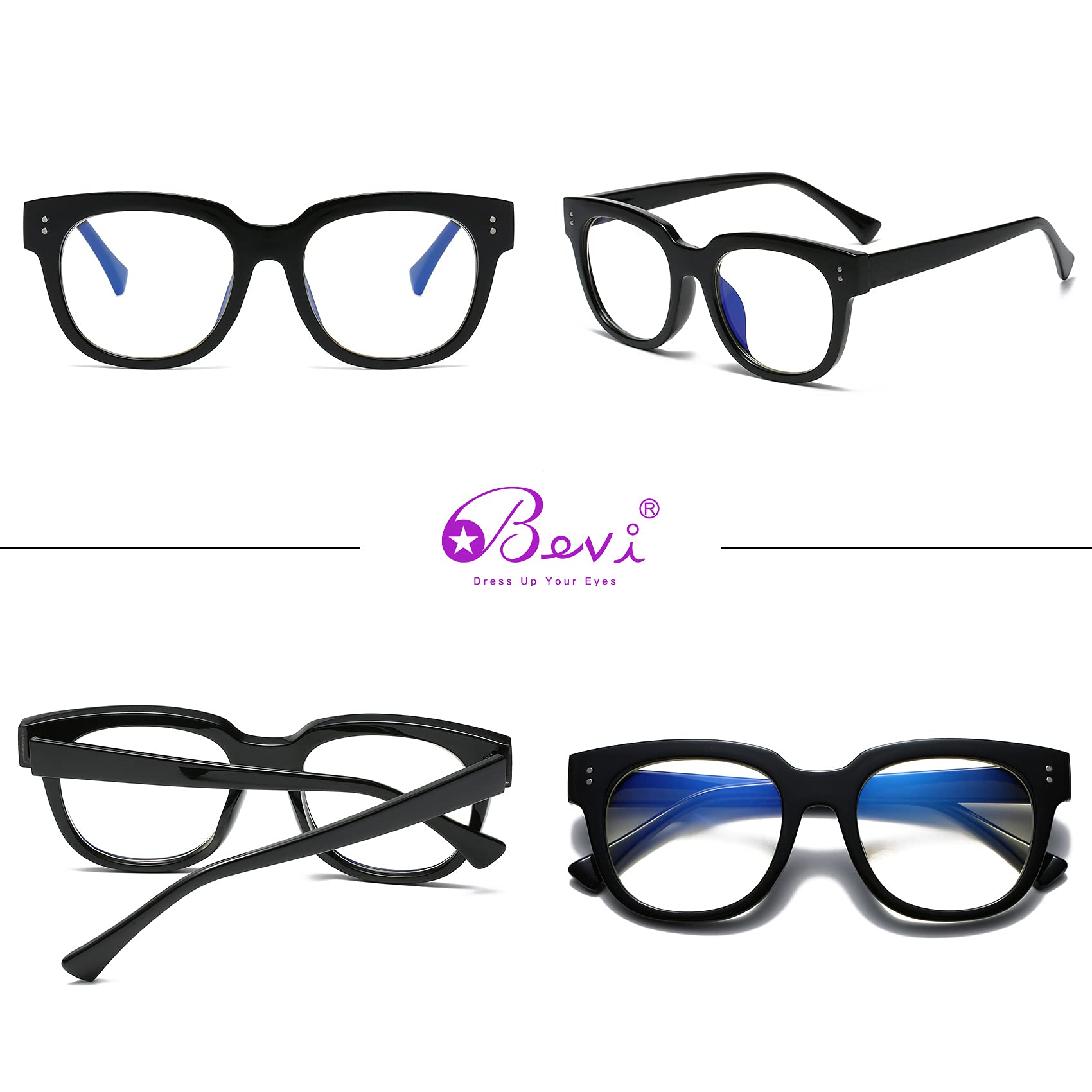 Bevi Blue Light Blocking Glasses - Stylish Reading & Magnifying for Men & Women | Computer & Office Use
