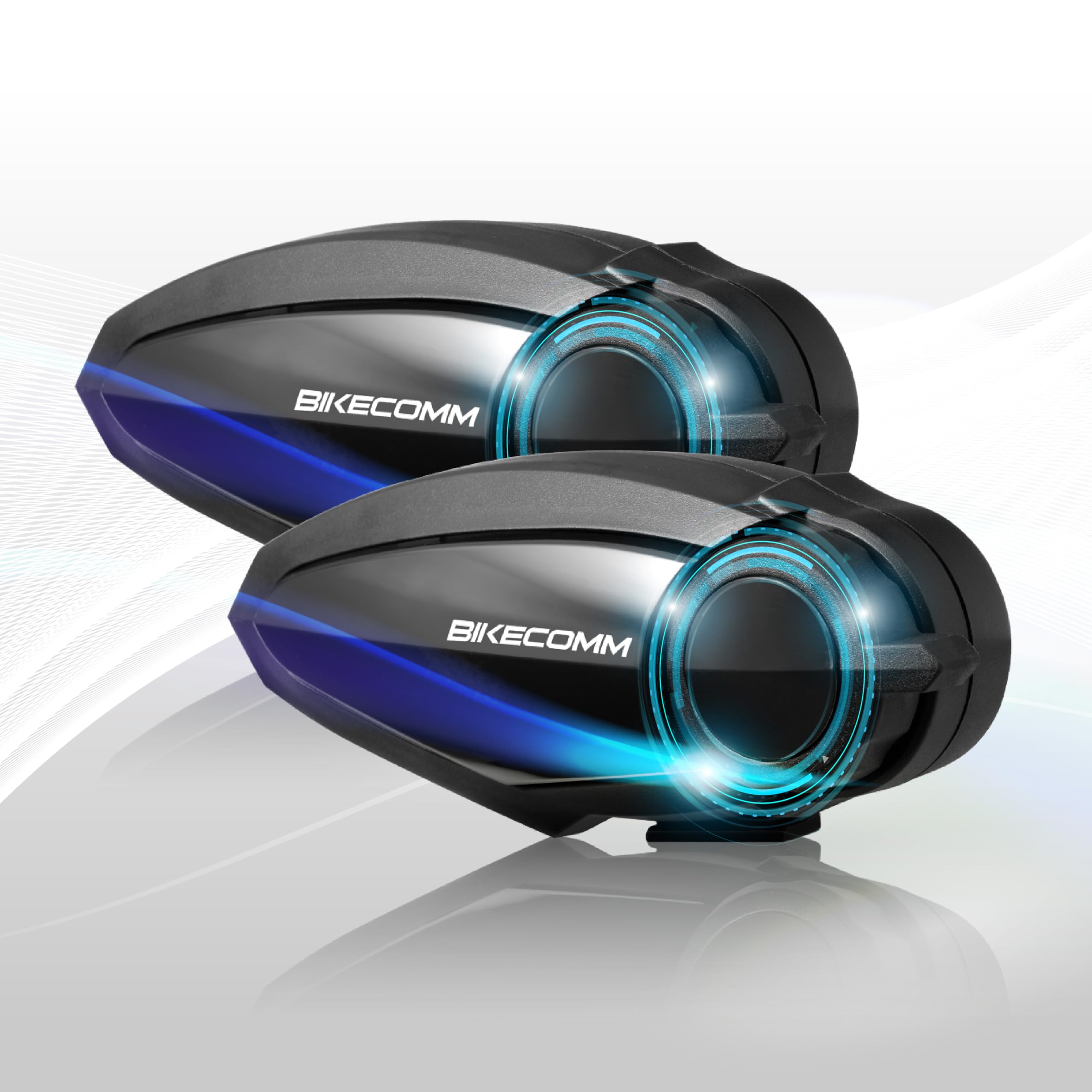 BK-S2 Motorcycle Bluetooth Intercom Headset - Waterproof Helmet Communication System with Noise Cancelling Speakers & Voice Command Earbuds for Safe Riding (Duo Black) - Perfect for Group Rides, Touring & Urban Commuting