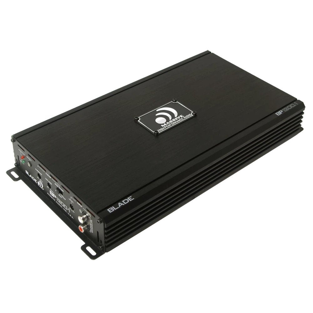 Massive Audio BP1200.1 Monoblock Car Amplifier - 1200W RMS Power, 1 Ohm Stable, High Performance Subwoofer Amp for Deep Bass - Perfect for Car Audio Systems & Truck Stereo Upgrades