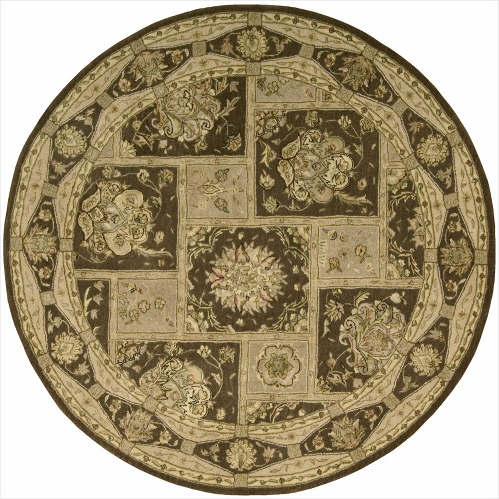 Nourison 3000 Traditional Brown 8' Round Area Rug - Easy to Clean, Non-Shedding, Soft & Durable - Perfect for Bedroom, Living Room, Dining Room & Kitchen Decor | Home & Office Floor Covering
