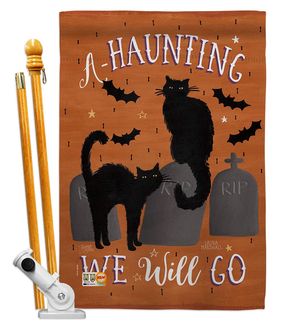 Haunting We Go Halloween House Flag 28x40