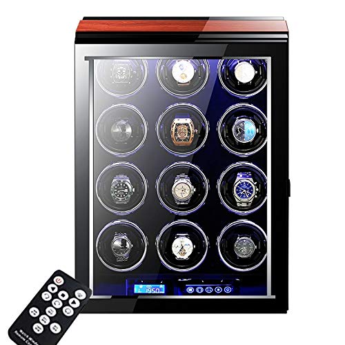 12 Watch Automatic Winder Box with Remote Control - Quiet Motor & LCD Touch Screen - Premium Wood Piano Finish - Perfect for Watch Collectors & Luxury Storage