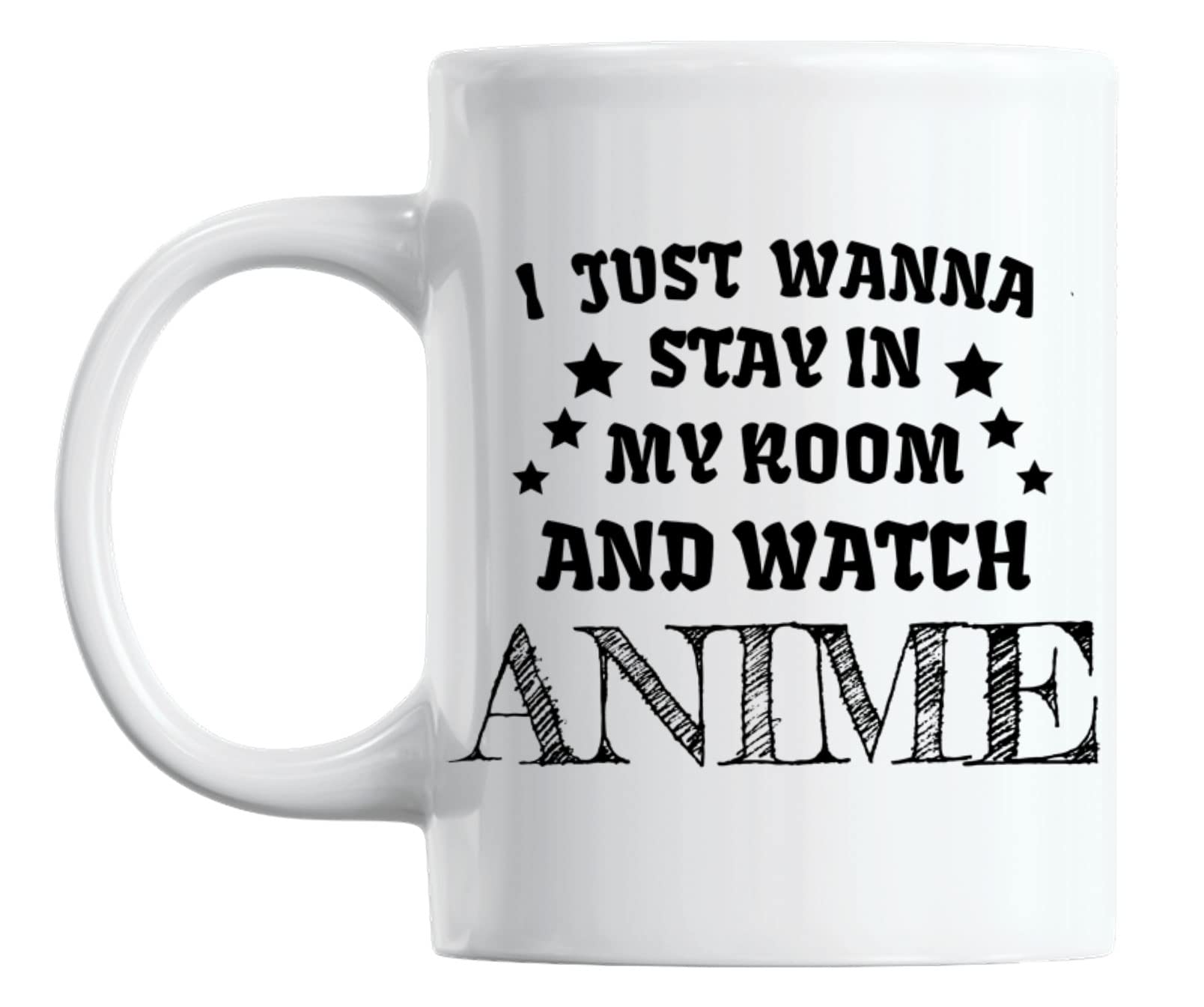Anime Themed Coffee & Tea Mug - Perfect Gift for Anime Lovers, Cosplayers, Manga Fans & Artists (11oz) | Stay Home & Watch Anime | Ideal for Home, Office & Gamer Setups