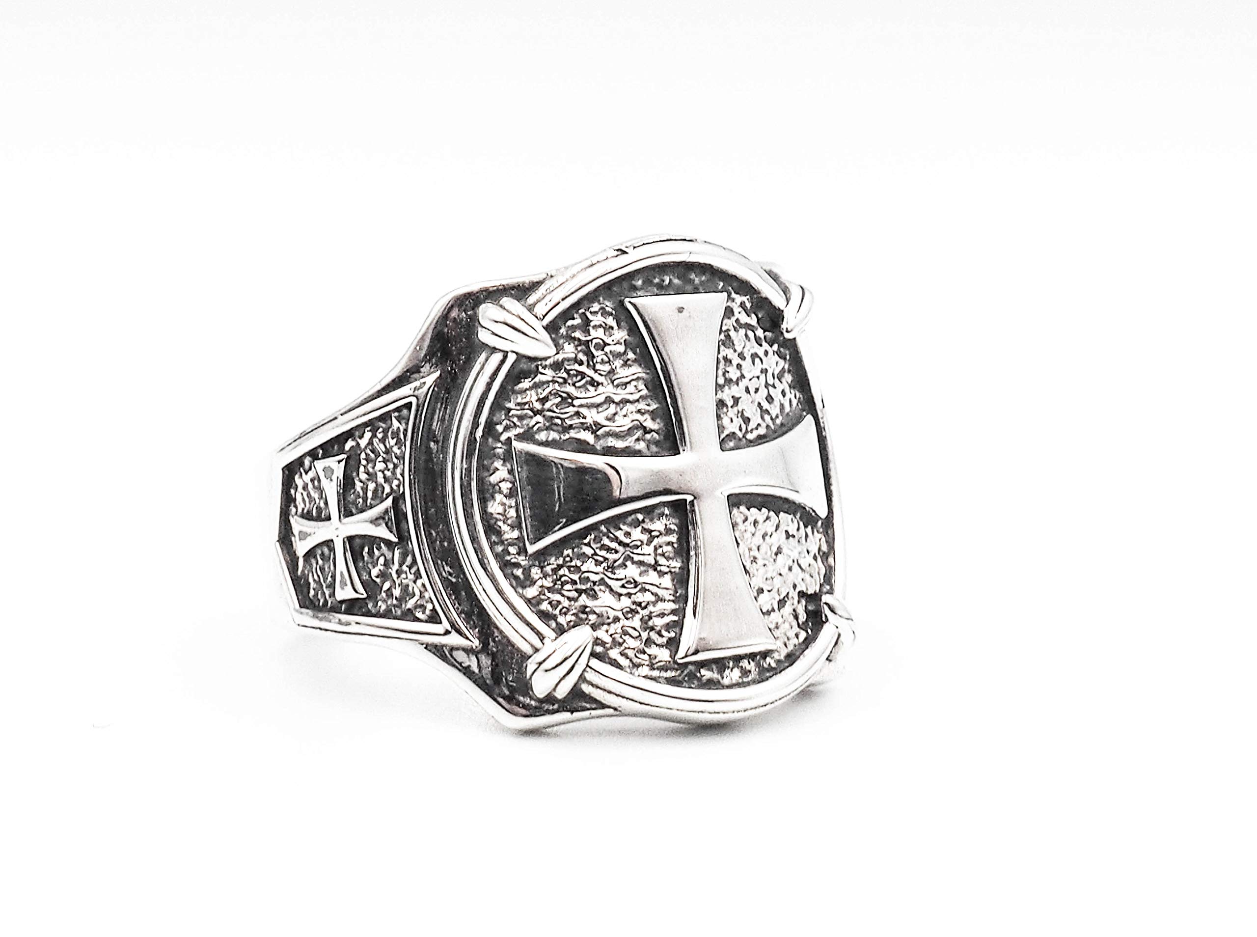 Knights Templar Rings for Men - 925 Sterling Silver Crusader Rings Size 6-15 - Perfect for Medieval Reenactments, Historical Events & Unique Gifts