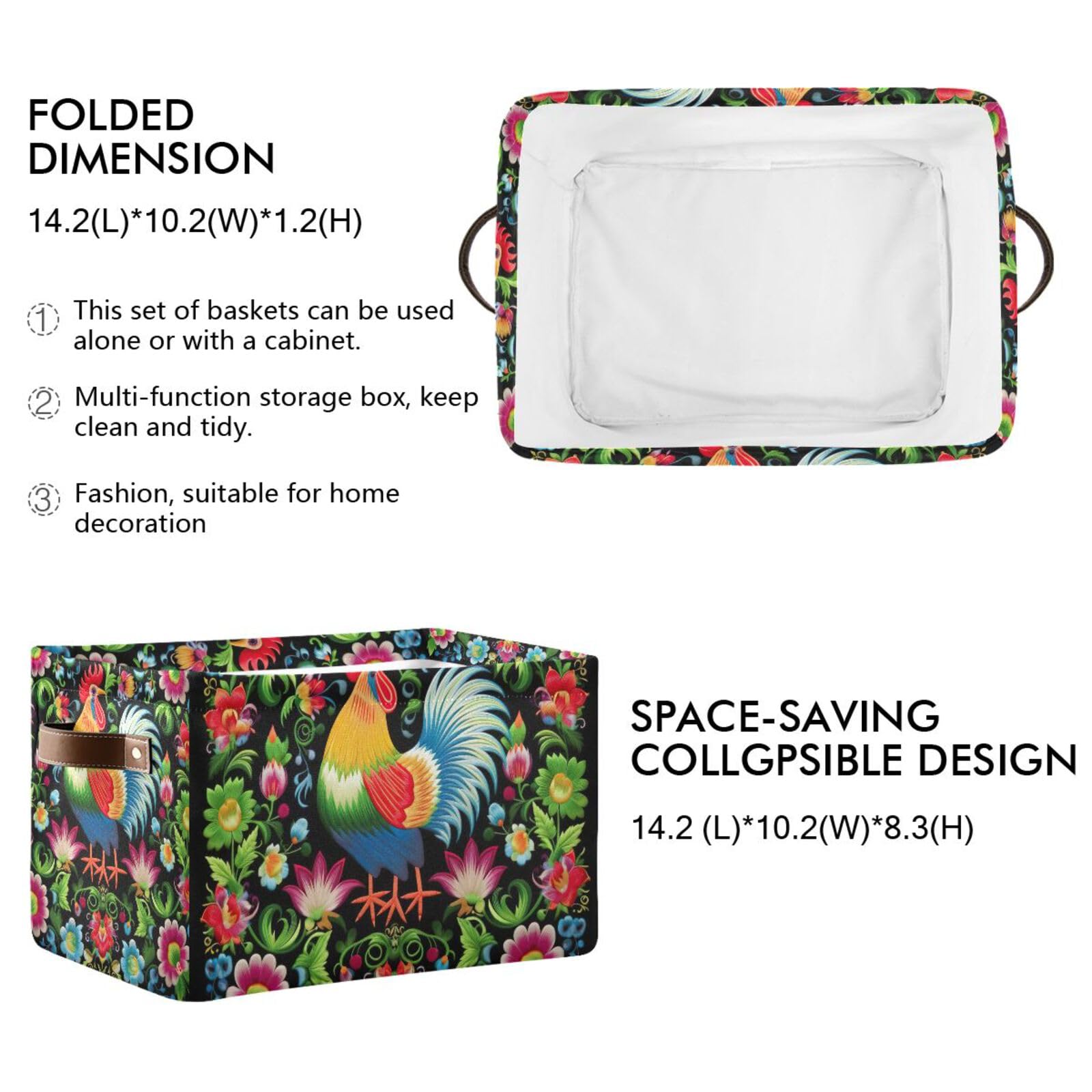 Foldable Canvas Storage Baskets with Handles - 2 Pack Rectangle Fabric Organizer Boxes for Home, Office & Closet | Perfect for Clothes, Toys & Home Decor Organization