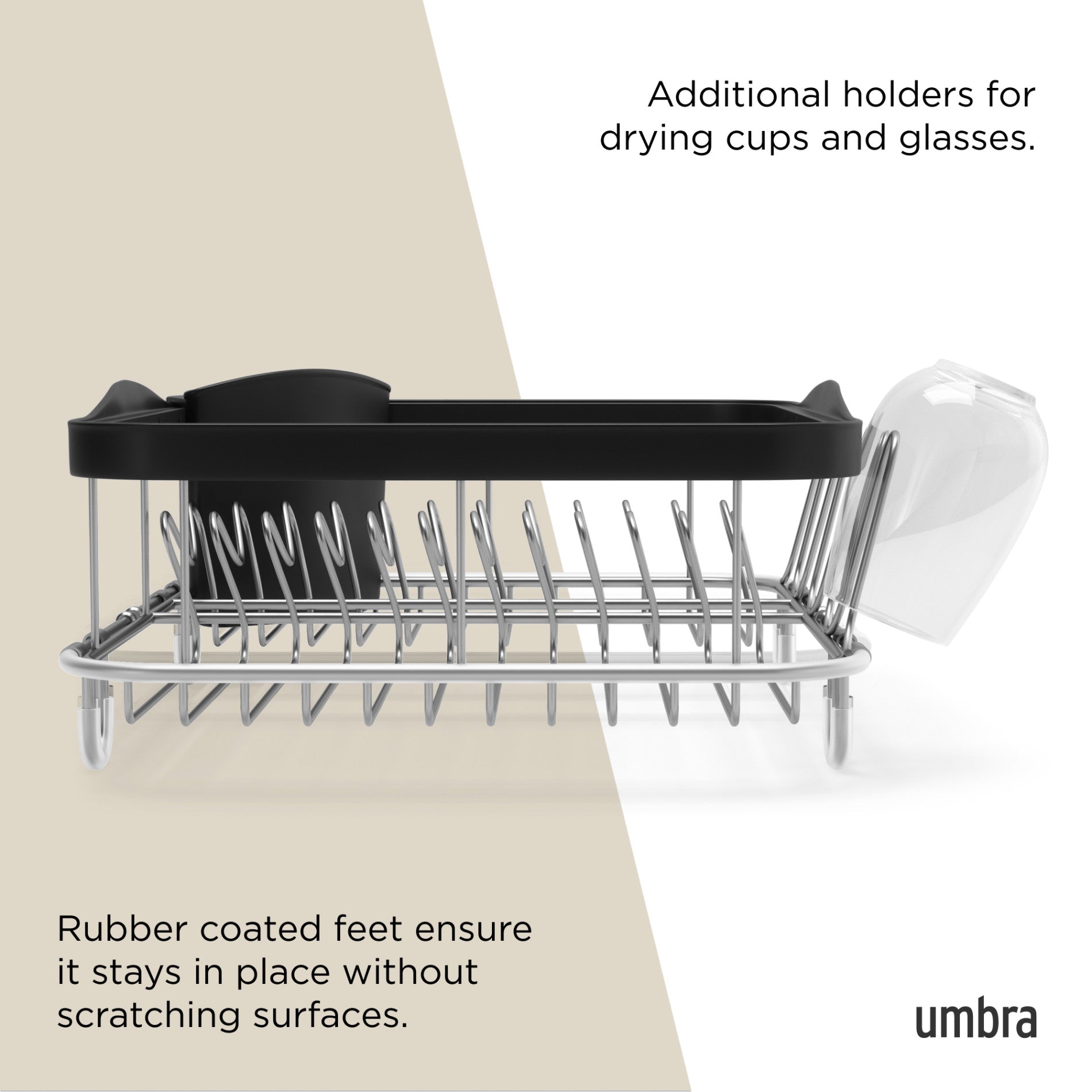 Stainless Steel Dish Drying Rack for Kitchen Sink - Space Saving Multi-Purpose Dish Drainer with Utensil Holder - Perfect for Countertop, Cabinet & Small Kitchen Organization