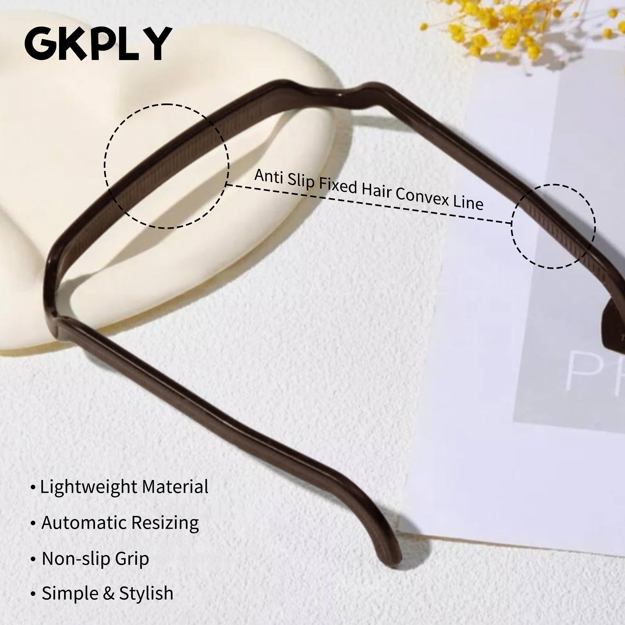 2PCS Square Invisible Hairbands for Women & Men - 2024 Curly Thick Headbands, Medium to Large Hair Bands for Curly Hair Styling | Perfect for Work, Gym, and Everyday Use