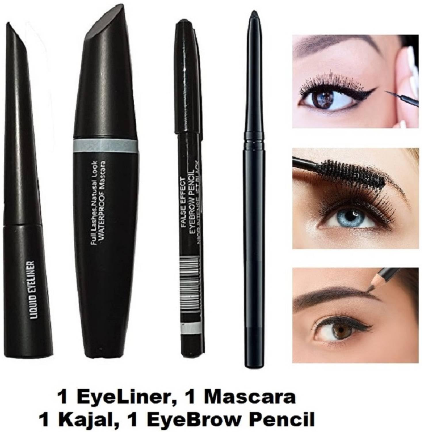 Fozzby 5-in-1 Professional Makeup Kit with Eyeliner, Mascara, Eyebrow Pencil & Premium False Eyelashes - Perfect for Daily Use, Party & Special Occasions