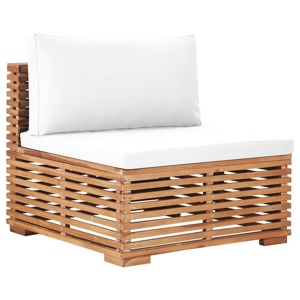 Premium Teak Outdoor Lounge Chair with Cream Cushions - Patio, Poolside & Garden Relaxation Furniture - Modular Club Chair & Sofa Set for Backyard, Deck or Beachside Comfort