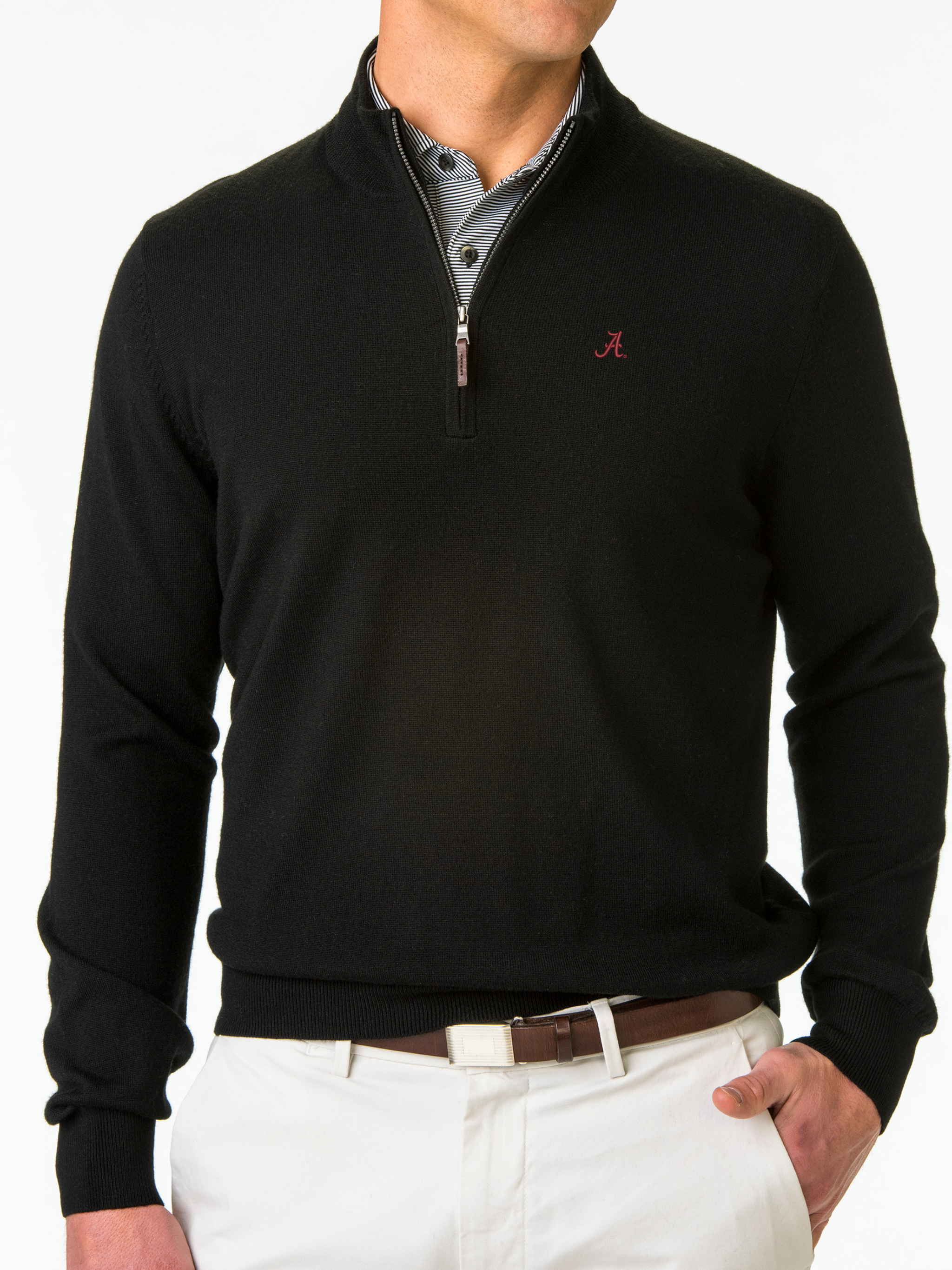 Baruffa Merino Wool Quarter Zip Sweater - Alabama Collegiate Style - Perfect for Campus Wear & Outdoor Activities