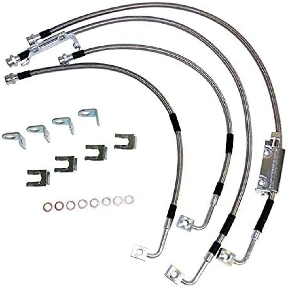 RT Off-Road Stainless Steel Brake Hose Kit (RT31049) - Durable Brake Line Replacement for Jeep, Truck & SUV Off-Roading Adventures