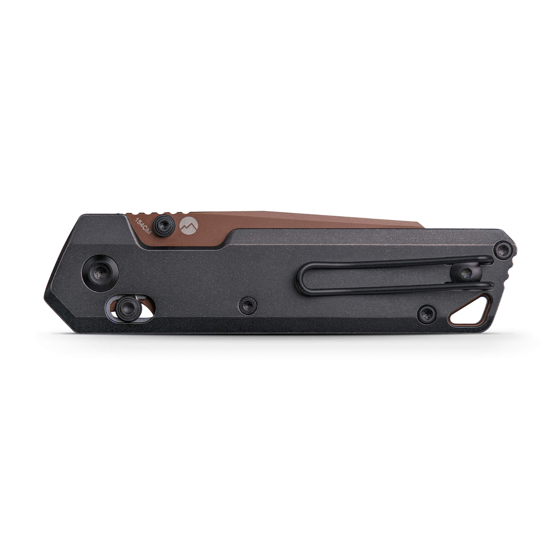 WMK Exclusive Vosteed Parallel Folding Knife - Black Titanium Handle, 154CM Steel Blade with Copper PVD Finish (Model A3507) | EDC Pocket Knife for Camping, Hiking & Outdoor Survival