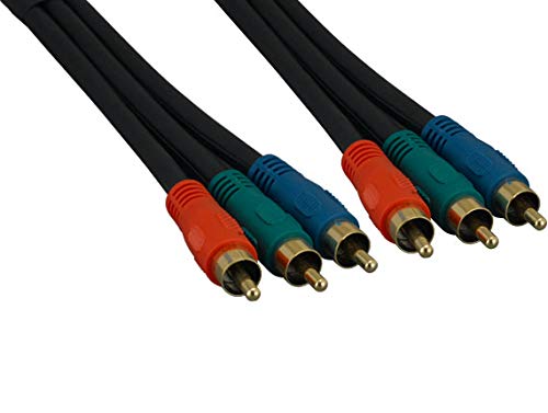 3 RCA Male to 3 RCA Male Component Video Cable - 6 Feet (1 Pack) - High Quality AV Cable for DVD Players, Game Consoles & Home Theater Systems