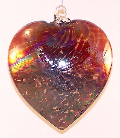 Handmade Garnet Red Glass Heart Ornament - Elegant Iron Art Glass Designs for Home Decor, Wedding Favors & Gift Giving