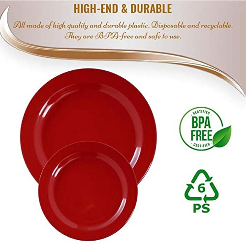 Red Combo Plate Set for 120 Guests - Elegant Dinnerware for Weddings, Parties & Catering Events