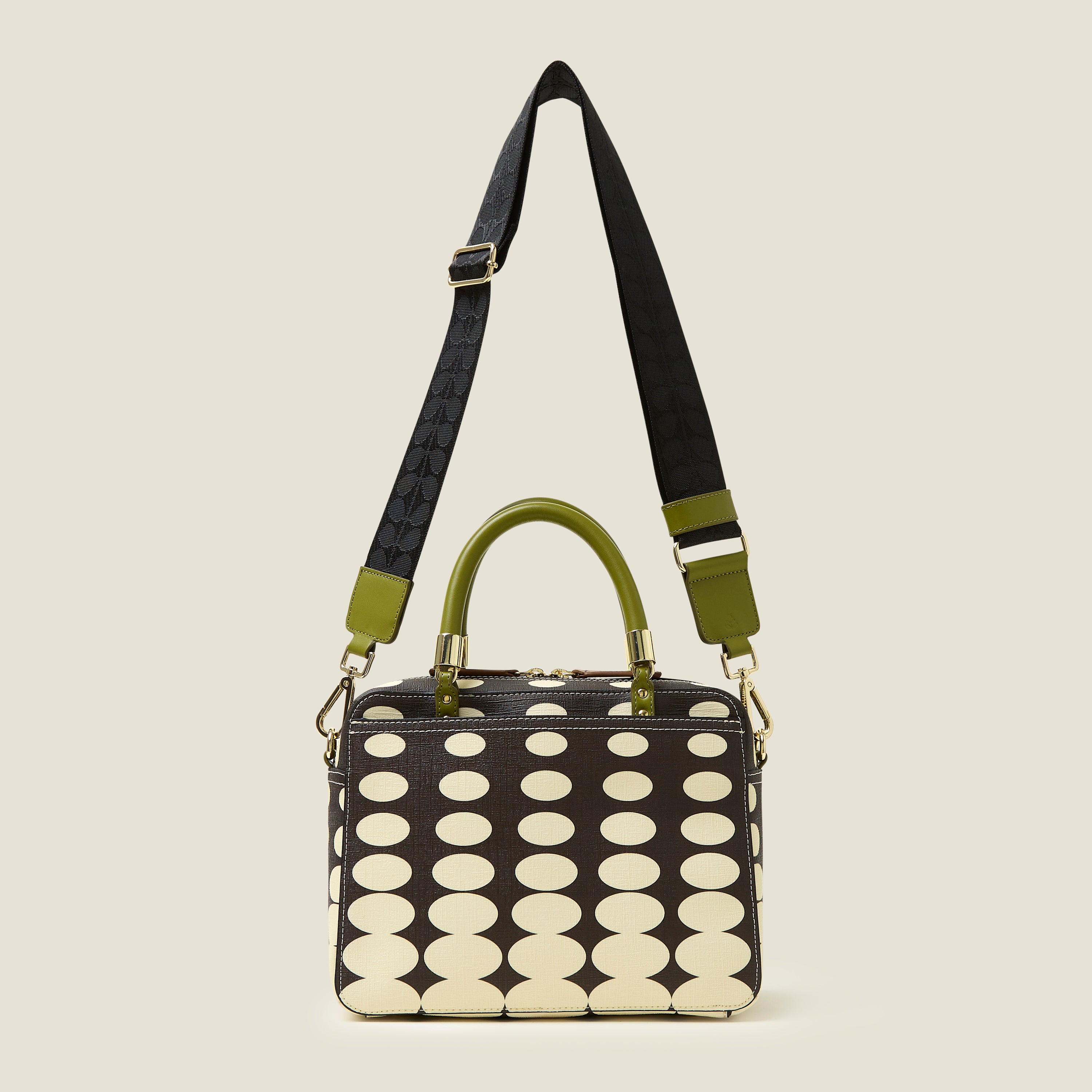 Stylish Medium Block Handbag - Oval Optical Mocha Leather Crossbody Bag for Women | Perfect for Work, Travel & Everyday Use