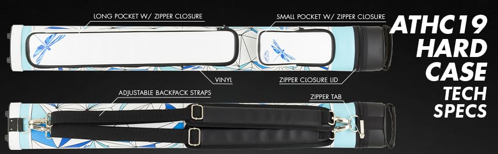 Athena ATHC19 2x2 Hard Pool Cue Case - Durable Billiard Cue Storage for Professional & Home Use - Perfect for Pool Halls, Tournaments & Travel Protection