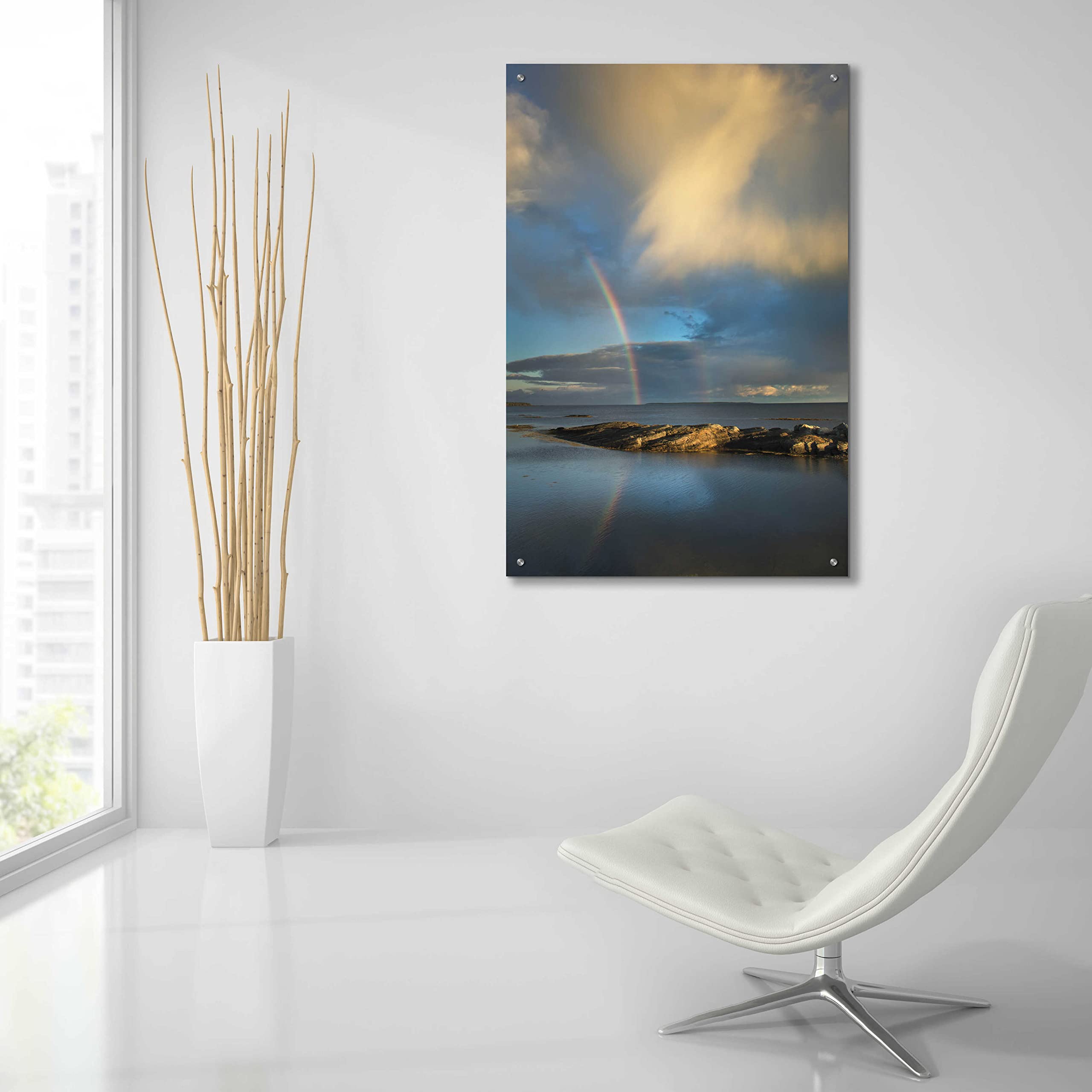 Blue Rocks Acrylic Glass Wall Art by Alan Majchrowicz - 24x36 Inches Modern Abstract Painting for Living Room, Bedroom & Office Decor