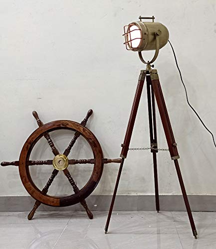 Antique Brass Vintage Floor Lamp - Elegant Rustic Home & Office Lighting Decor - Perfect for Living Room, Bedroom, or Study Area - THOR INSTRUMENTS Designer Gift Idea
