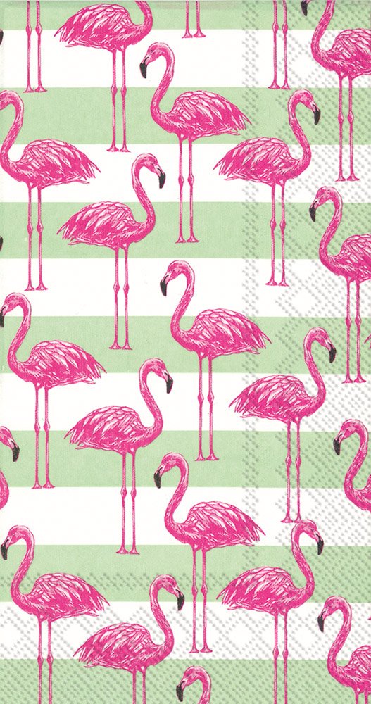 Rosanne Beck Collections Flamingo Stripe Buffet Paper Napkins - 16 Count, 8.5 x 4.5 Inches - Premium Guest Towels for Parties, Weddings & Elegant Dining Events