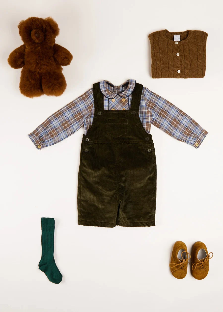 Green Velvet Dungarees for Baby Boys - Soft & Stylish Overalls for Infants 0-24 Months - Perfect for Photoshoots, Holidays & Special Occasions