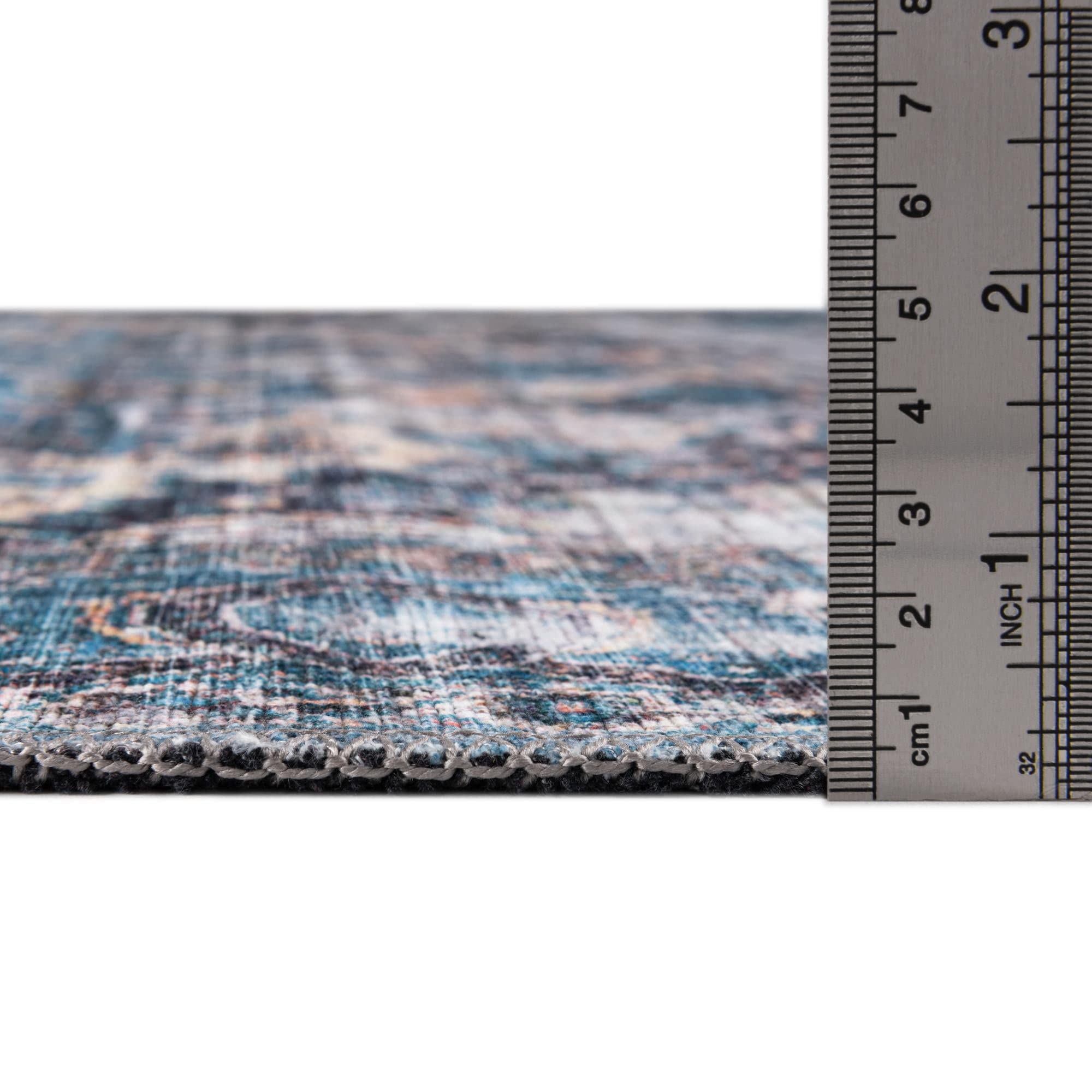 Unique Loom Mangata Collection Blue and Black Area Rug - 10'6