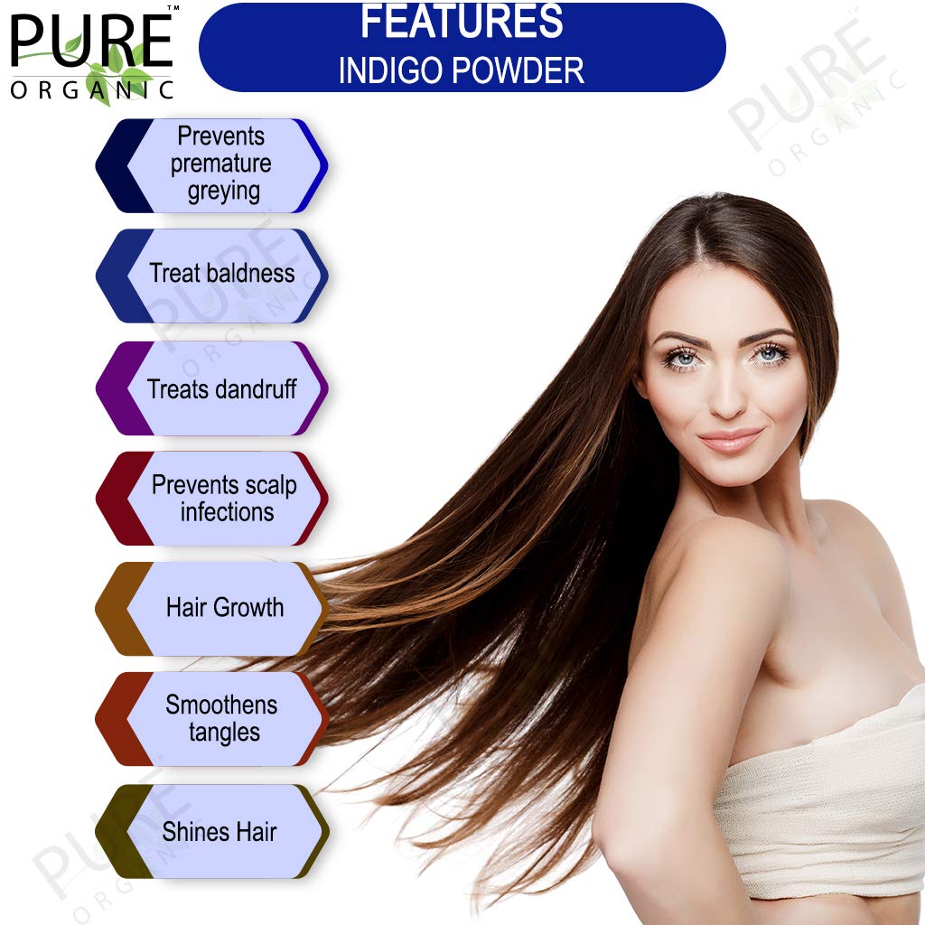 SKYMORN Pure Organic Natural Indigo Powder (Indigofera Tinctoria) - 300g Black Hair Dye & Conditioner for Natural Hair Coloring - Perfect for DIY Henna & Herbal Hair Treatments at Home