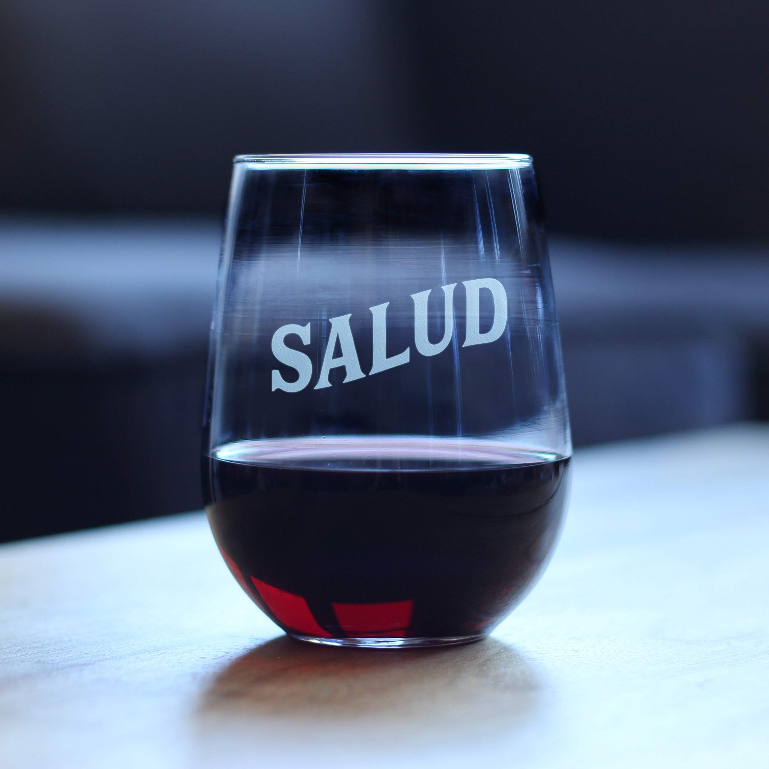 Salud Spanish Cheers Stemless Wine Glass - 17oz Large Unique Spain Themed Gift for Parties, Home Decor & Spanish Culture Enthusiasts - Perfect for Tapas Nights, Spanish Themed Events & Housewarming Gifts