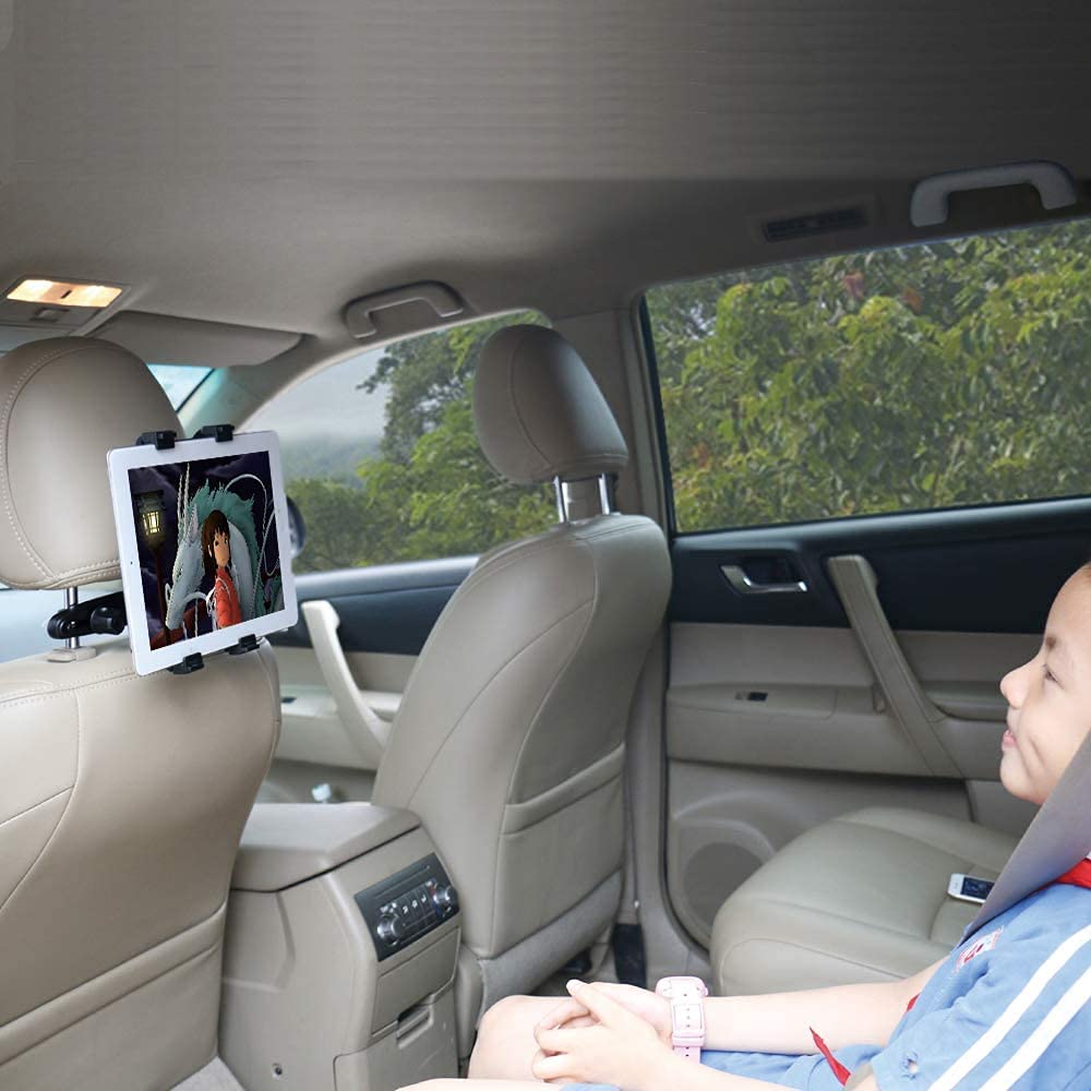 PLDHPRO Universal Car Back Seat Tablet Holder - Adjustable 360° Rotating Headrest Mount for iPad Air, iPad Mini, Samsung, Huawei & 7
