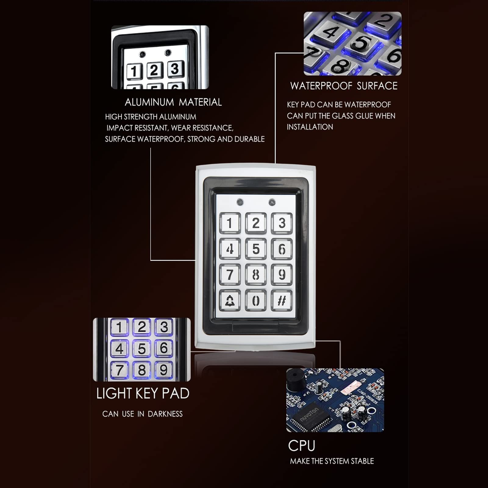 Waterproof Metal IC Card Access Control Keypad - Keyless Entry Door Access System for Homes & Offices | Secure & Durable for Apartments, Gated Communities & Commercial Buildings