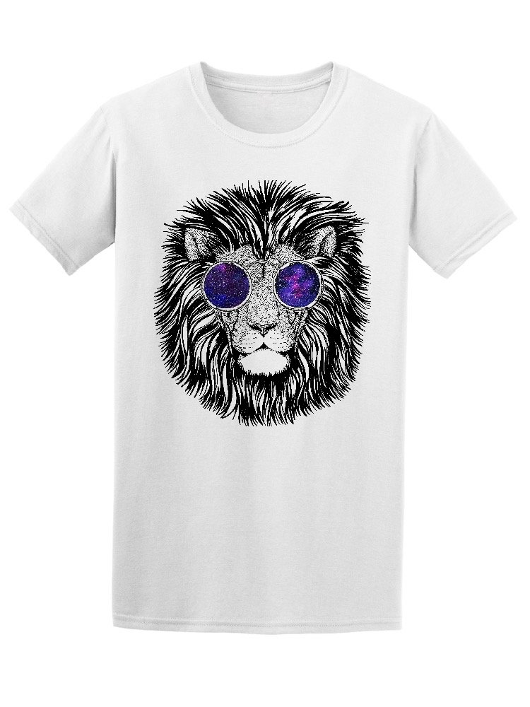Smartprints Wild Hipster Lion Galaxy Glasses T-Shirt for Men - Trendy Graphic Tee for Casual Wear, Street Style & Music Festivals