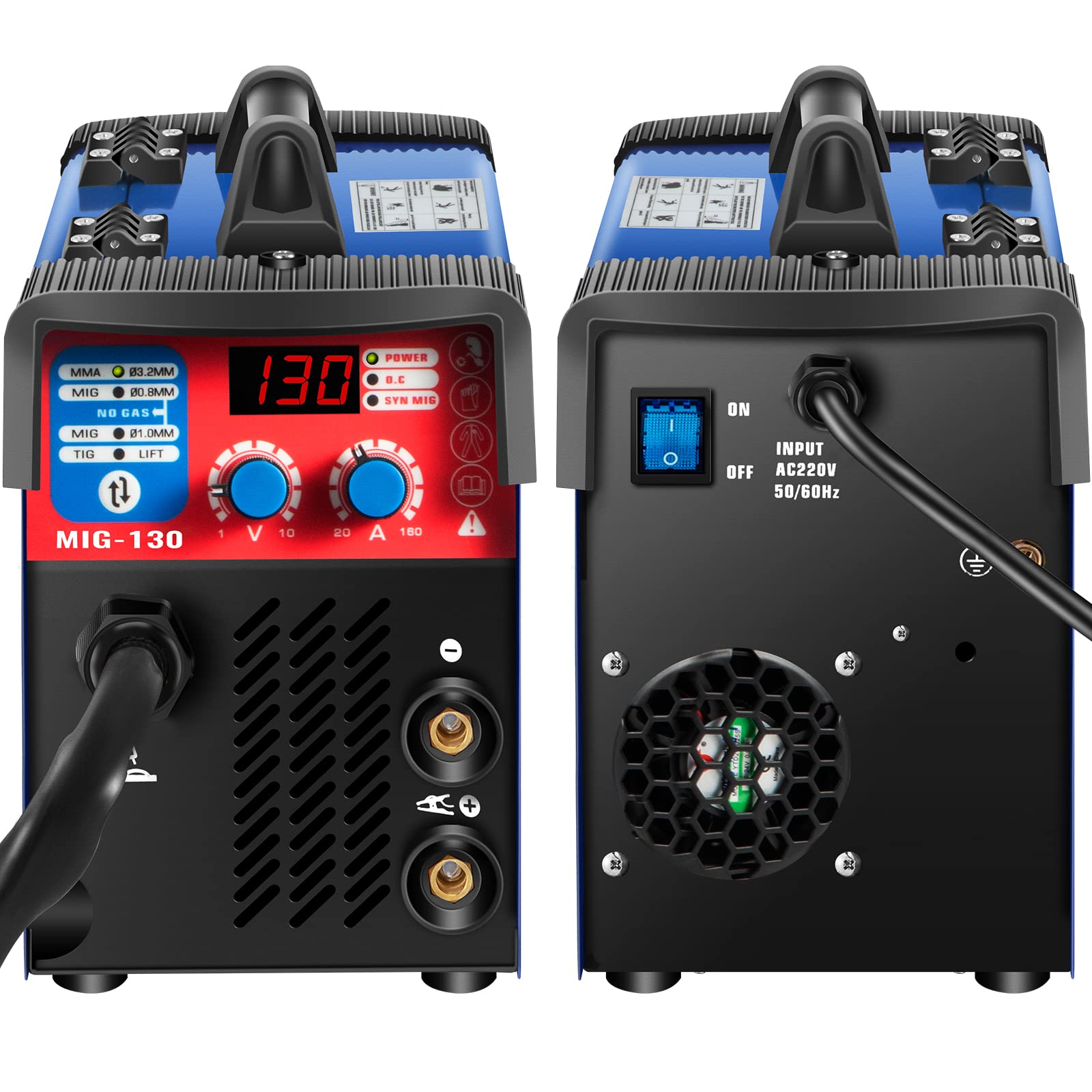 VEVOR MIG Welder 130A, 3-in-1 MMA/MIG/Lift TIG Welding Machine with Flux Core, Portable MIG-130 Welding Equipment & 1KG Wire - Perfect for Home DIY, Auto Repair, and Metal Fabrication Projects