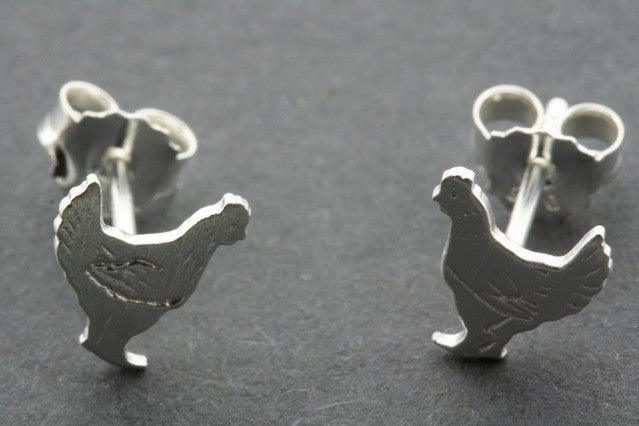 Sterling Silver Chicken Stud Earrings - Dainty & Stylish Jewelry for Women - Perfect for Everyday Wear, Parties & Gifts