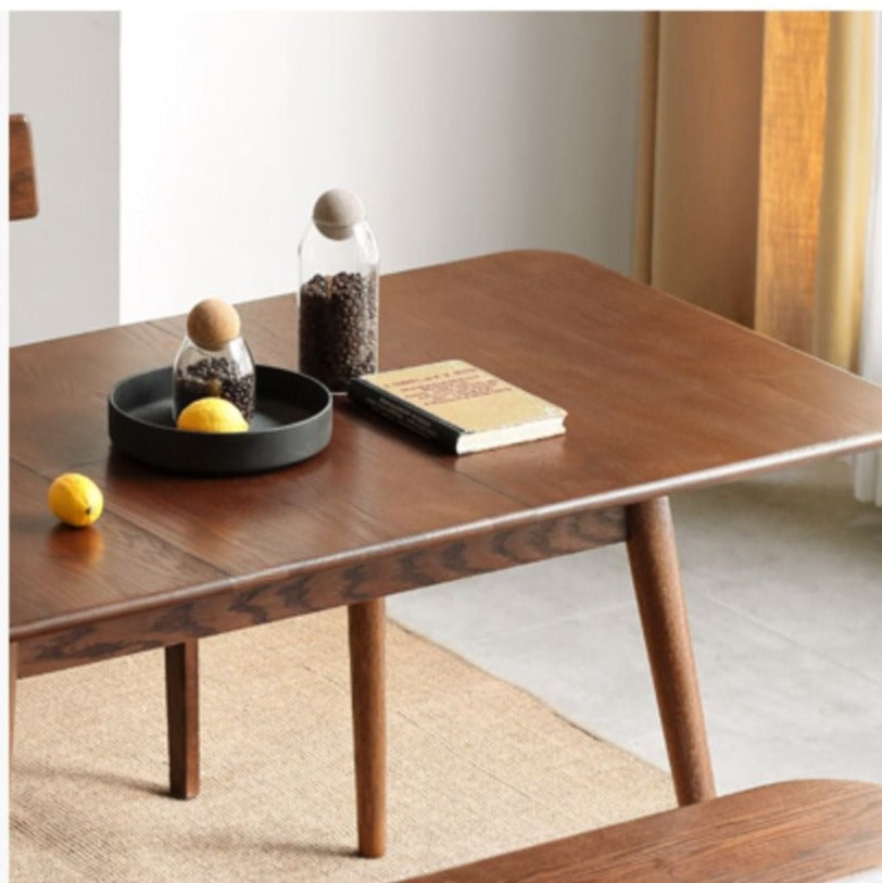 Solid Oak & Black Walnut Extendable Folding Dining Table - Expandable Wooden Table for Small Spaces, Dinner Parties & Family Gatherings