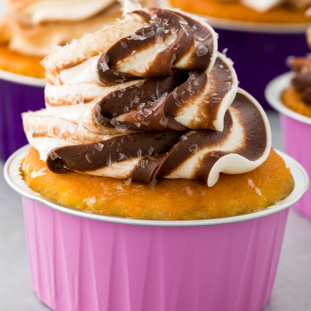 4 oz Round Pink Aluminum Baking Cups with Lids - 3.25