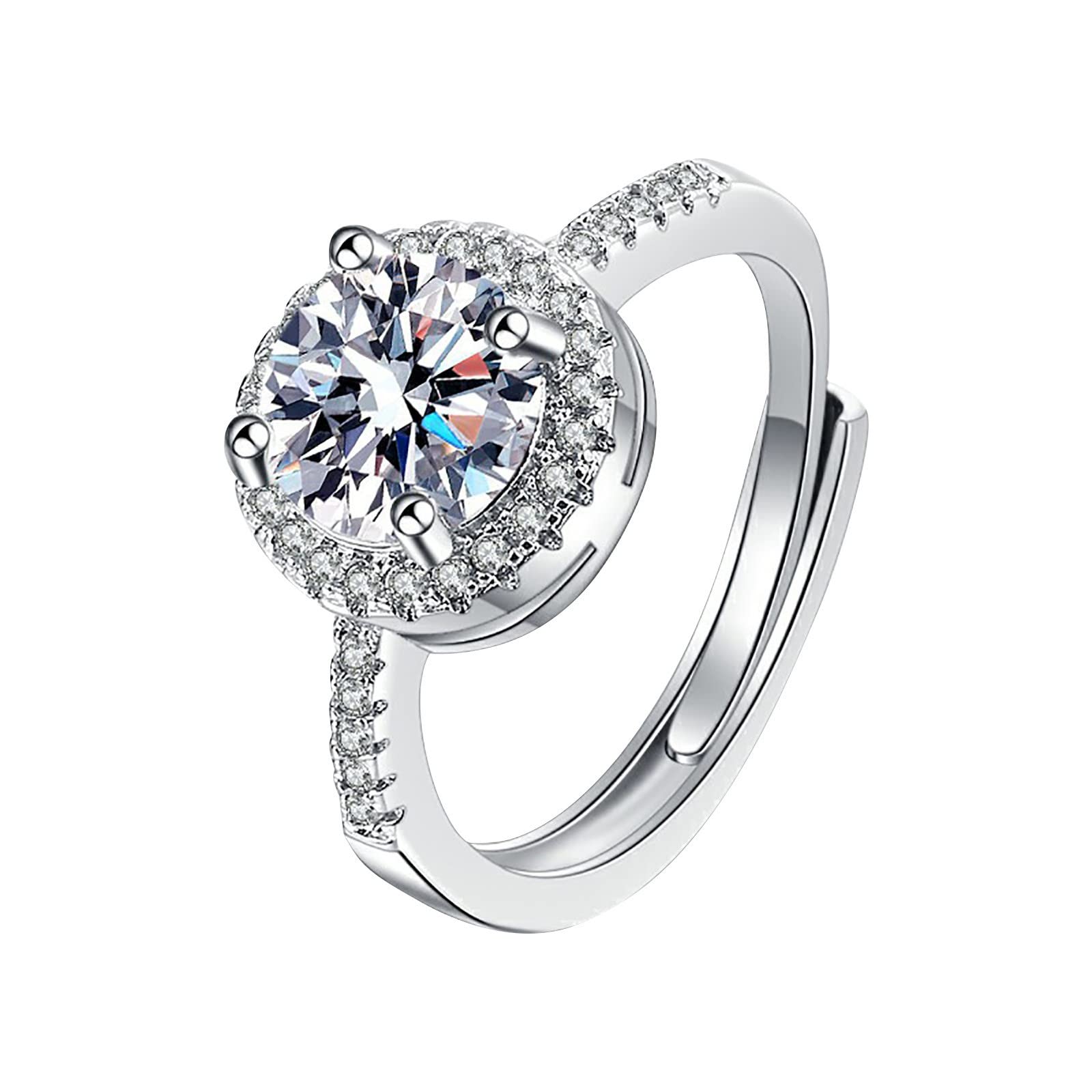Exquisite Alloy Inlaid Moissanite Women's Ring - Elegant Gold & Silver Fashion Jewelry for Girls | Perfect for Weddings, Anniversaries & Everyday Wear