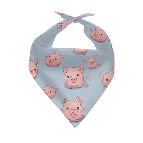 Pink Cartoon Pigs - Blue